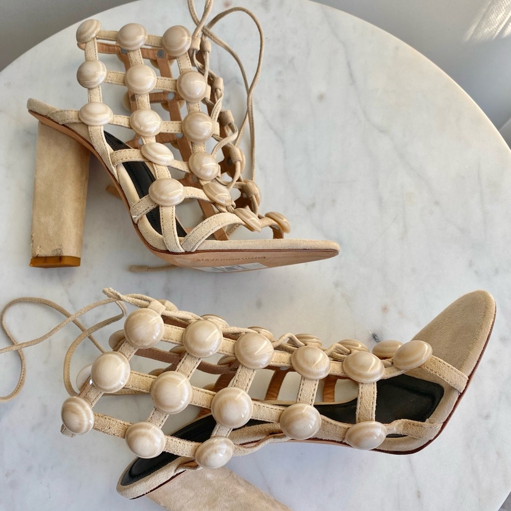 Alexander Wang Cage Nude Suede Sandal 37